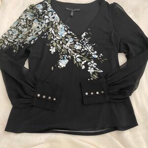 WHBM Black blouse with pattern